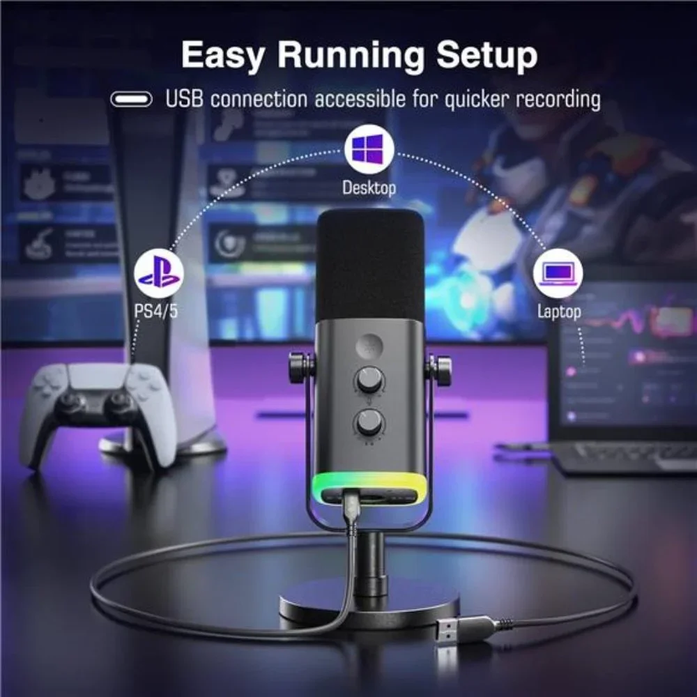 XLR/USB Dynamic Microphone for Podcast Recording, PC Computer Gaming Streaming